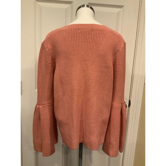Miss Me Pink Knit Sweater  W/ Gold Sequins & Flounce Sleeves, Size L - Picture 9 of 10